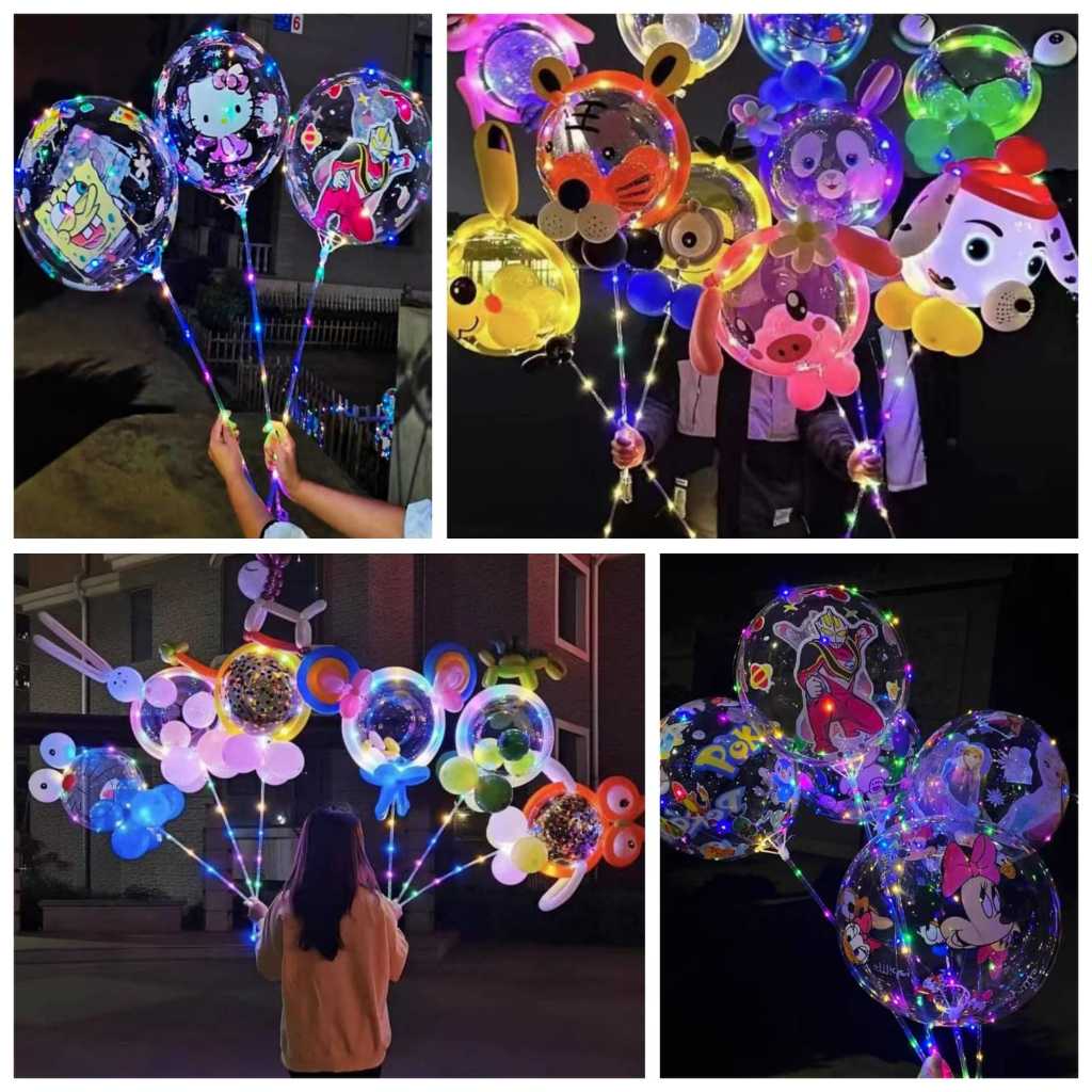 |HS| Balon Led Rainbow Warna Warni Kelap Kelip Party Ultah/Balon Dekor/Bentuk Lampu/Balon Printing K
