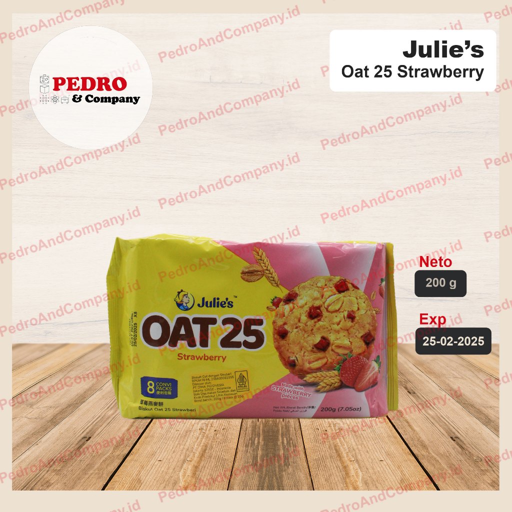 

Julies biskuit biscuit oat 25 strawberry 200 gram - stoberi