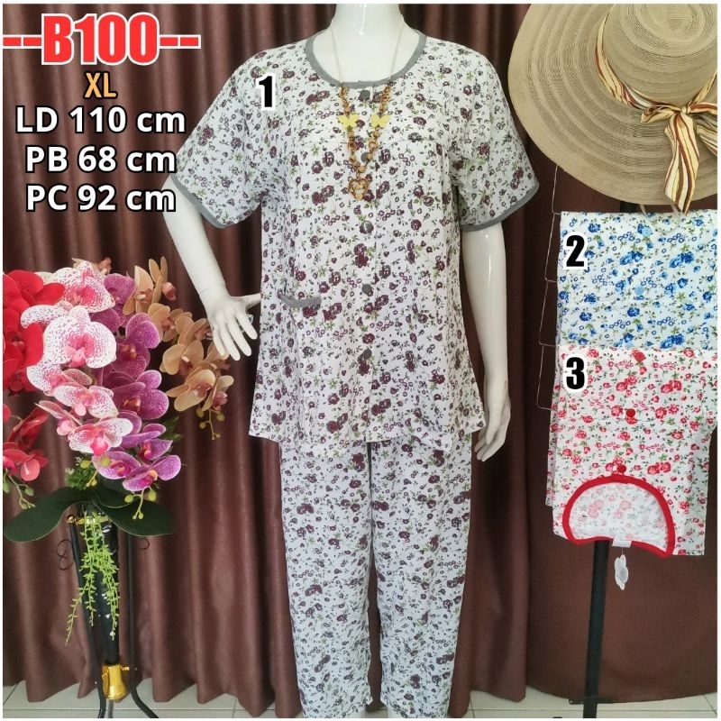 Baju Tidur Jumbo BKH Babydoll XL stelan kaos jumbo CP Baju Tidur Full Kancing Depan Busui B100 Piyam
