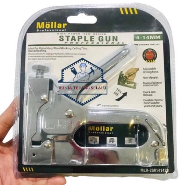

KODE J1X5 Staple Gun 3 in 1 MOLLAR Staples Stapler Tembak Tacker Hekter Heckter 3Way Jok Kulit Kardus Dekor SUDAH DAPAT 6 BIJI ISI STAPLES