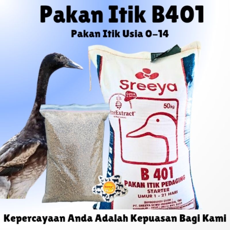 Pakan Itik Bebek B401 Kemasan 3kg protein 21 Cocok untuk DOD atau DOC ayam Kampung