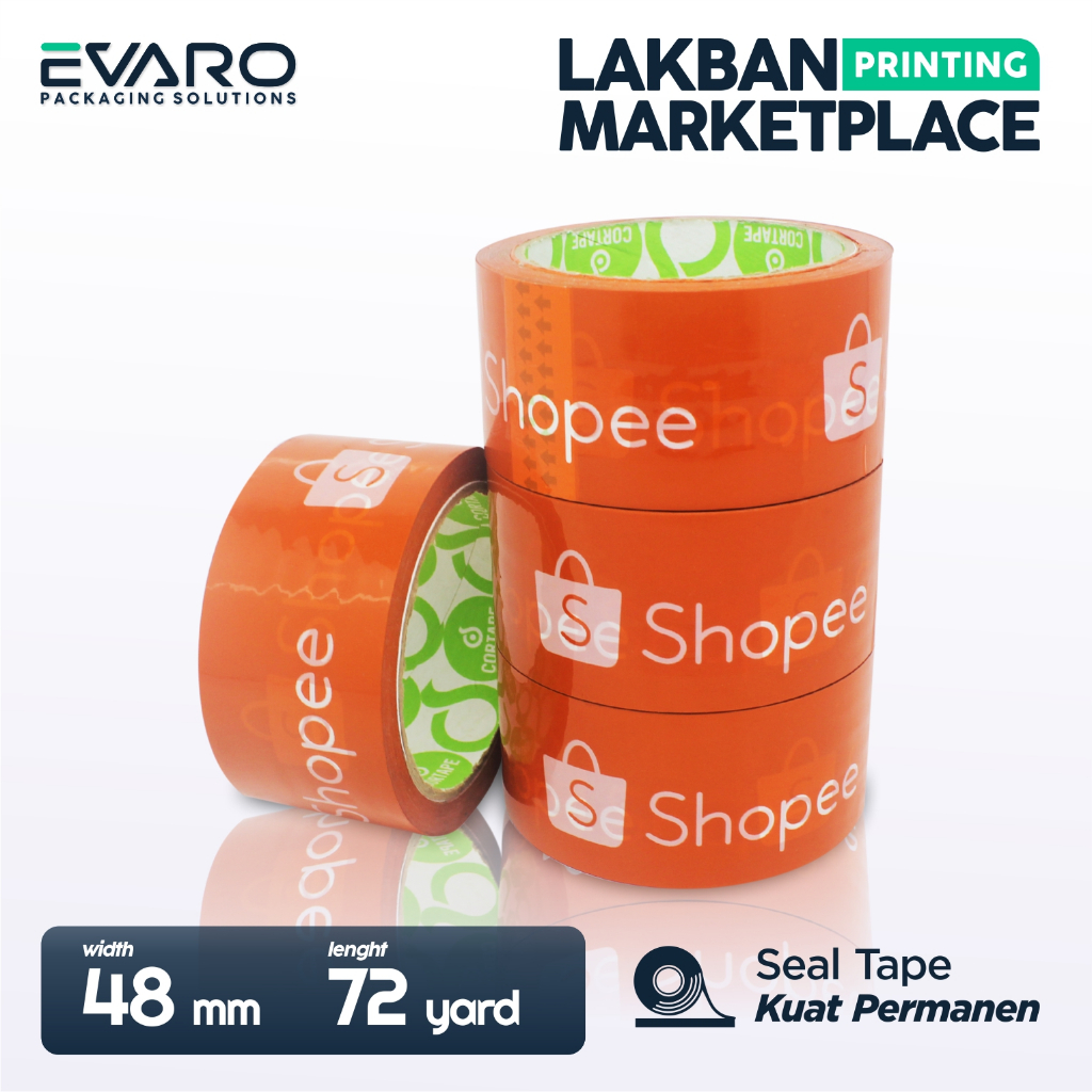 

EVARO - Lakban Printing Marketplace Onlineshop 48mm x 72yard Plakban Orange