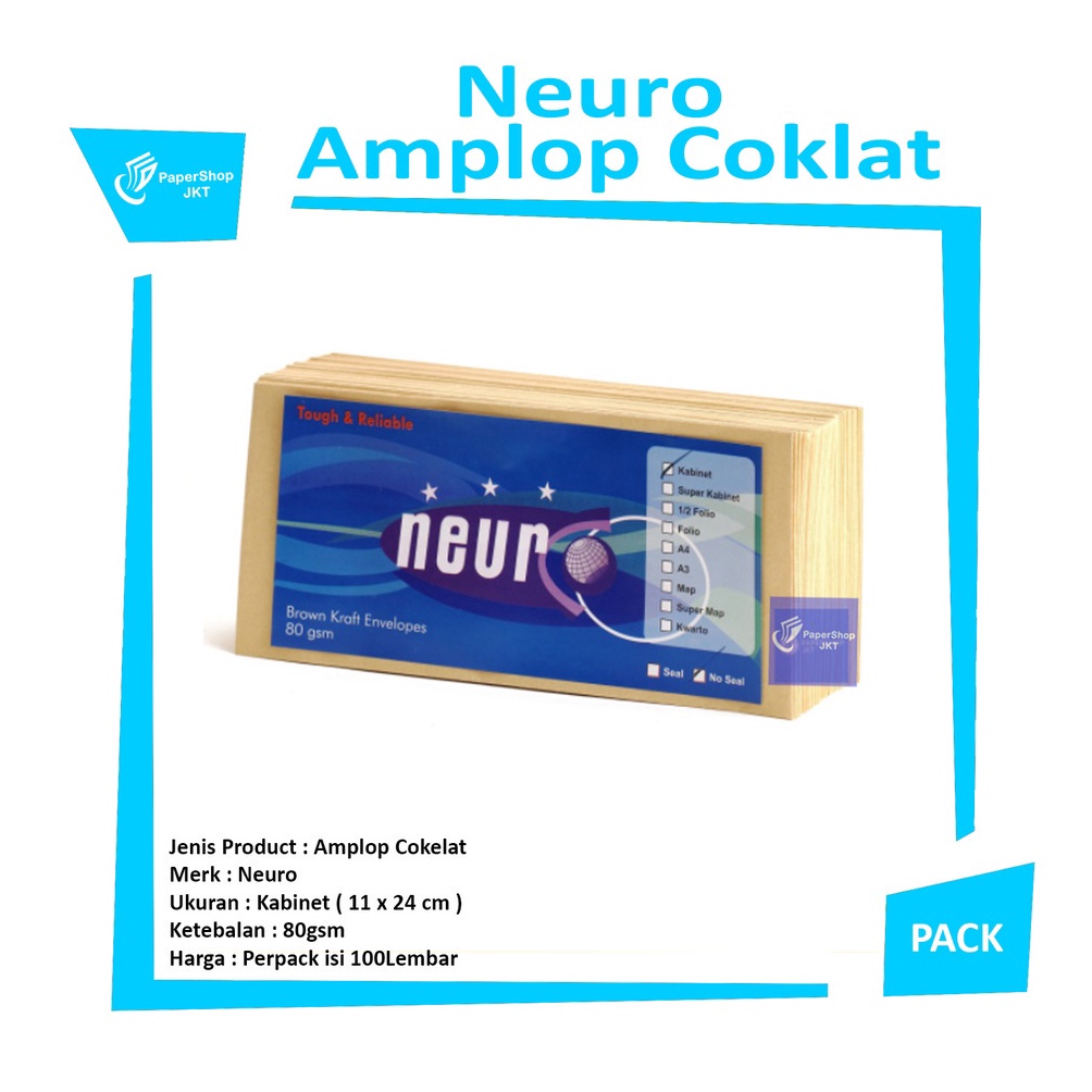 

KODE Y94W NEURO Amplop Coklat Ukuran Kabinet Seal 11 x 24 cm Pack