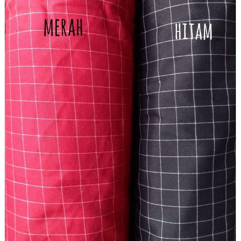 kain katun poliester motif kotak kecil