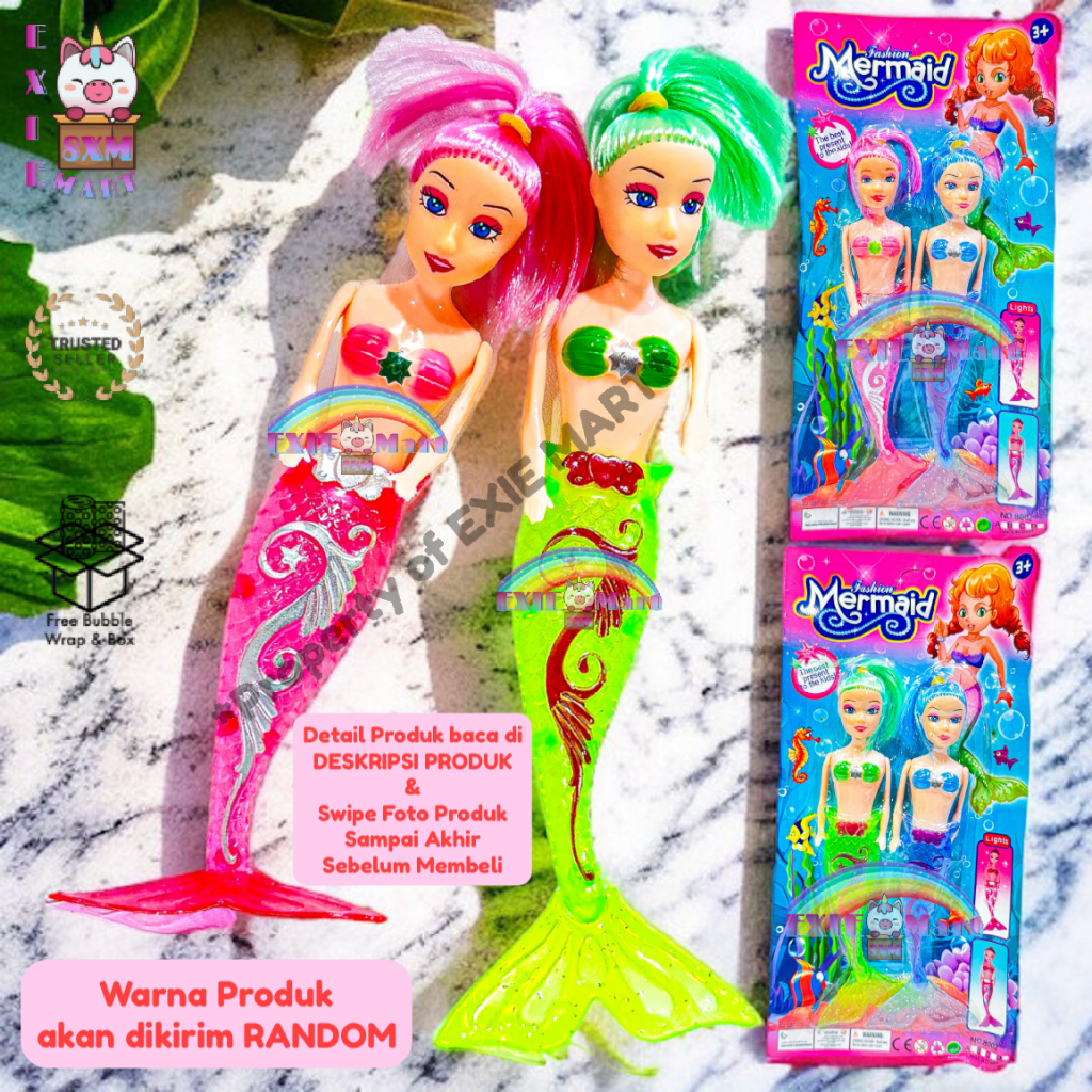 MAINAN ANAK BONEKA IKAN PUTRI DUYUNG KECIL ADA LAMPU LED [532] - MAINAN ANAK PEREMPUAN BONEKA MERMAI