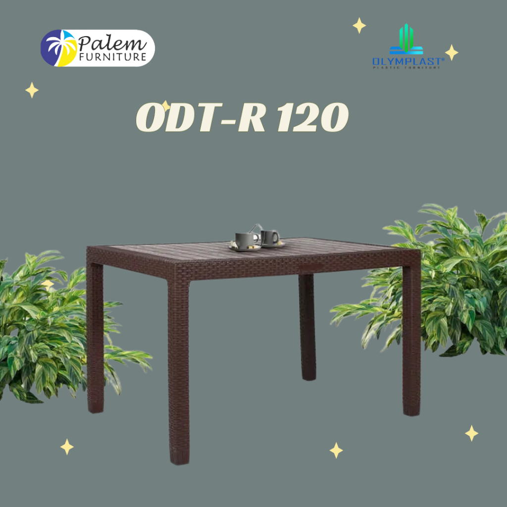 Olymplast ODT 120 Meja Makan Plastik Anyaman Rotan