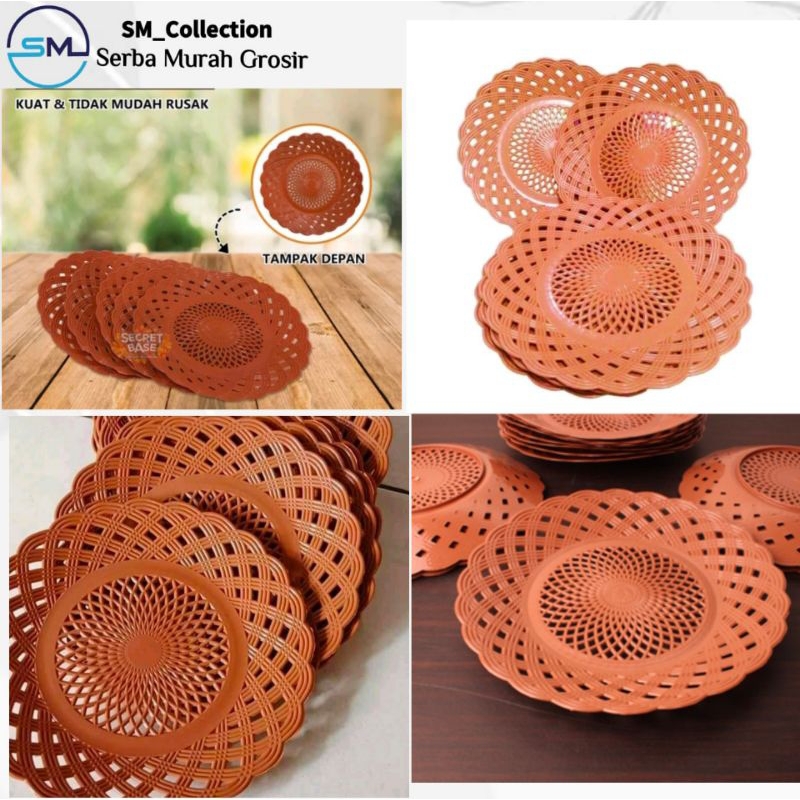 Piring Buah/Piring Plastik/Piring Rotan Plastik/Piring Rotan Fuji 9 - 6 PCS