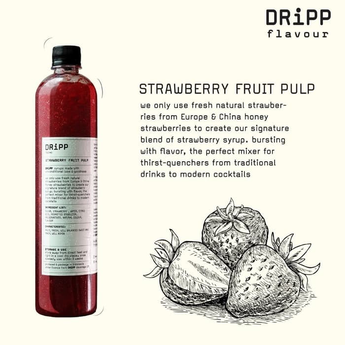 

DRiPP - Syrup Strawberry Fruit Pulp 760ml - Sirup Minuman Rasa Stroberi