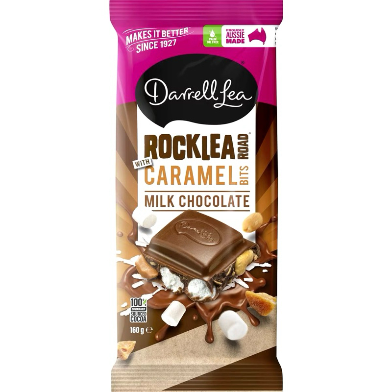 

Darrell Lea Rocklea Road With Caramel Bits Chocolate Block 160g - Australia