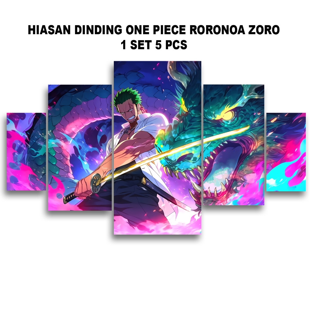 Hiasan Dinding ZORO Anime / 1 SET-5 Pcs Panel / Hiasan Dinding Kamar