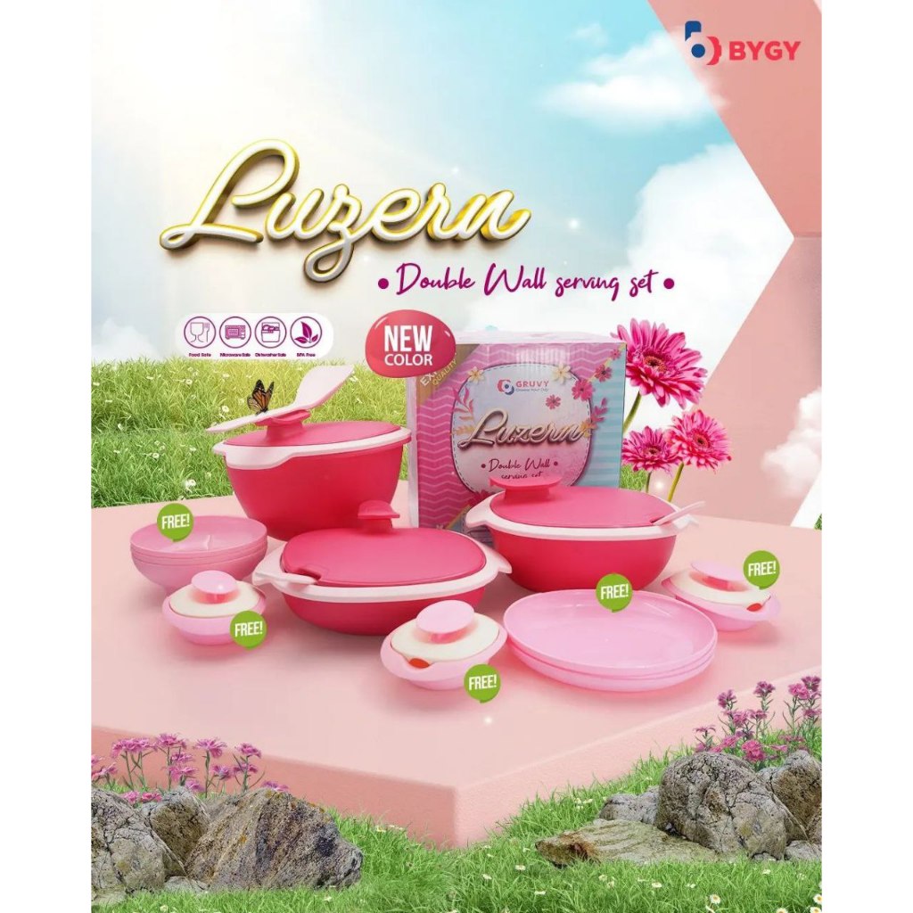 TSSJ Prasmanan Set Luzern BYGY Isi 3 Set Sendok Sayur | Basi Baskom Nasi Set 3in1 Plastik + Centong 