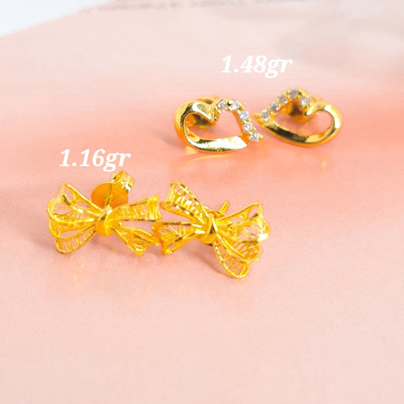 Anting Emas Tusuk Pita Kerawang Dewasa Termurah‼️ Emas Asli Kadar 375