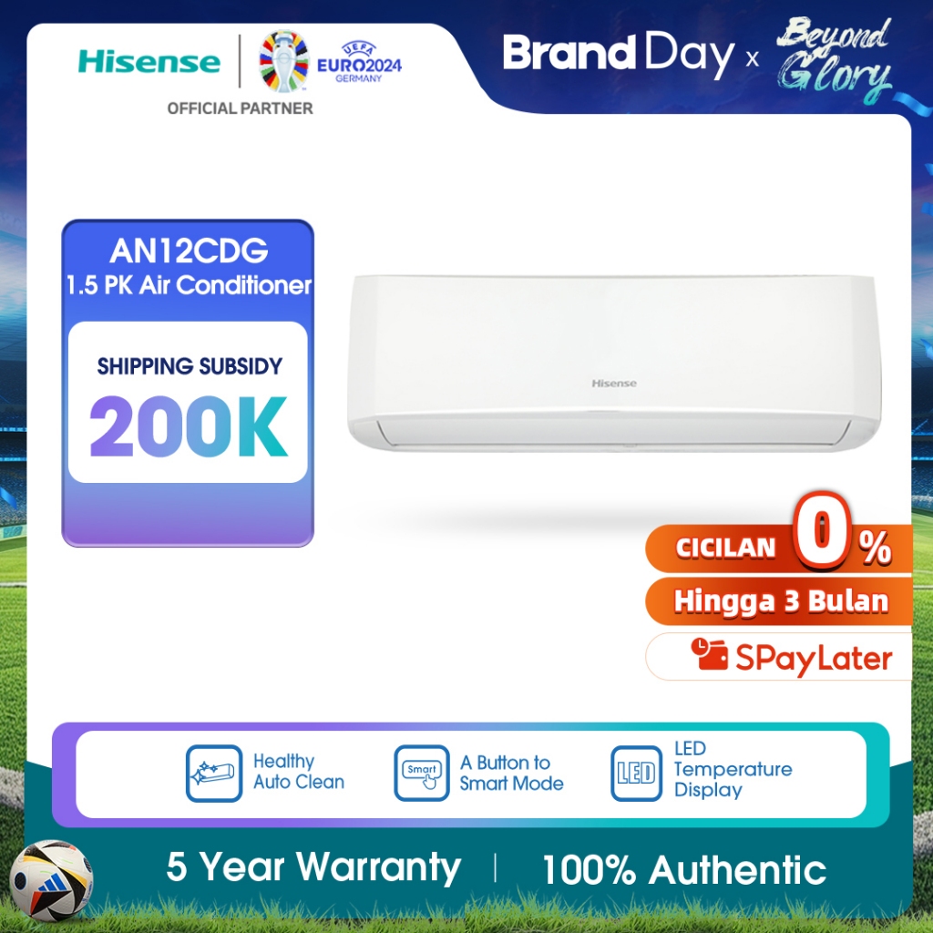 Hisense AC Air Conditioner Standard 1.5 PK / 1 1/2PK - AN12CDG (Indoor+Outdoor Unit Only)