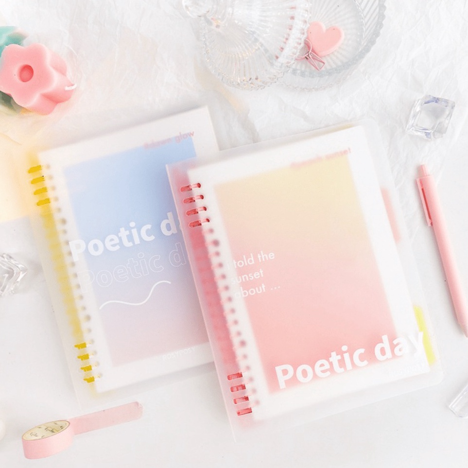 

Serbu Baru DAY7 Buku catatan binder Rosyposy A5B5 dengan 4 lembar halaman 2 lembar mindmap 4 pembatas cover transparan bergambar notebook loose leaf lucu bagus simpel dan murah