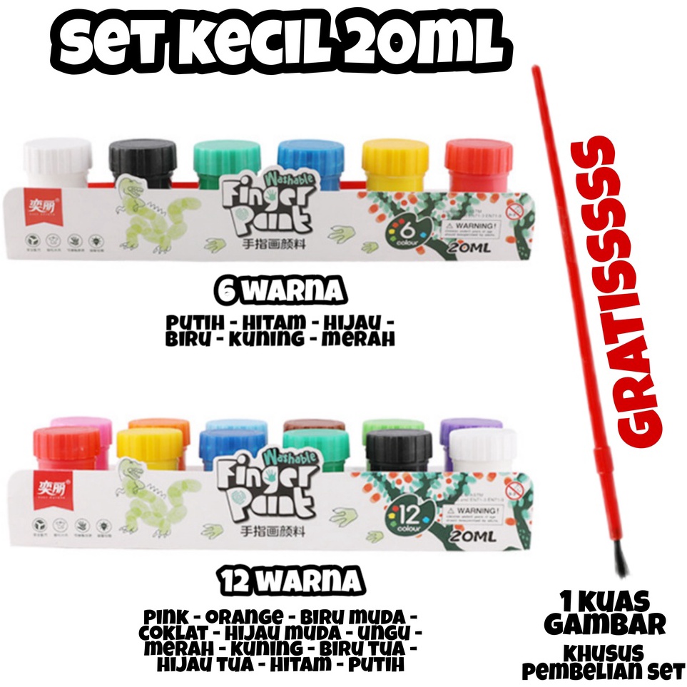 

Hadir Limited TERMURAH Washable Finger Paint Cat Warna No Toxic Hand Painting Khusus Anak Cat Bisa Dihapus Tembok Baju Bahan Kain