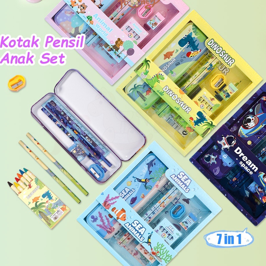 

Pasti Baru Poney Kotak pensil anak set Stationery untuk hadiah anak Sekolah kotak pensil karakter Alat tulis lengkap