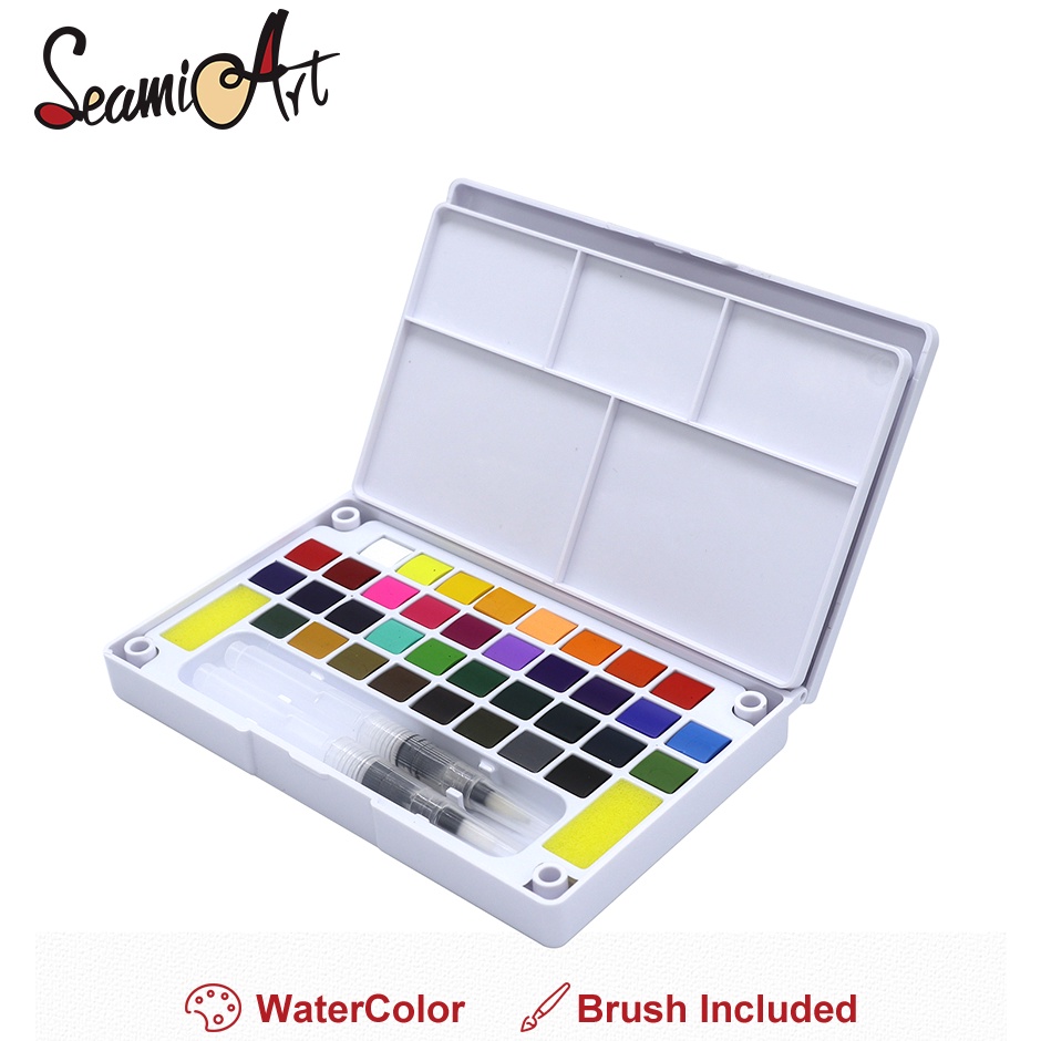

Produk Original SeamiArt 12 18 24 36color Solid Watercolor Paint Gift Set Free Paint Brush Cat Air Padat Warna Terang Dengan Kuas Air Otomatis