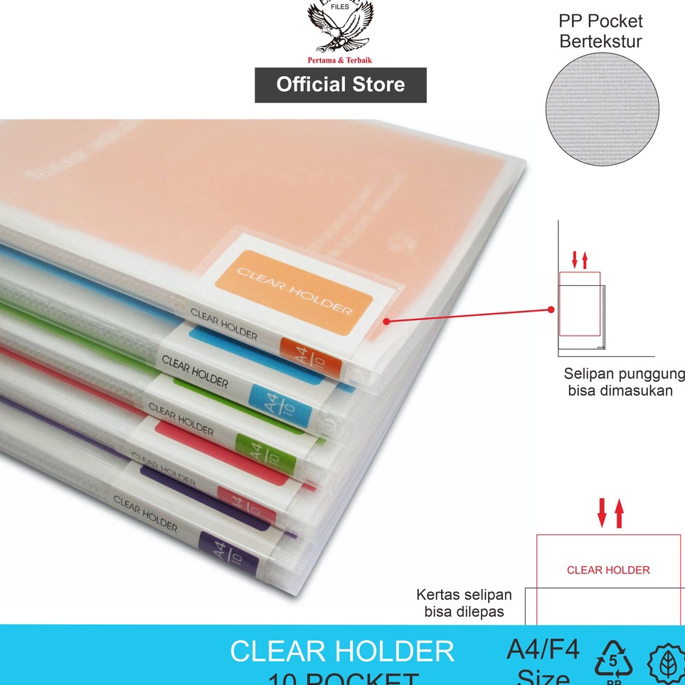 

Spesial Diskon Clear Holder 1 Pocket EAGLE A4 F4 Dokumen Keeper Display Book Document Keeper Warna Neon