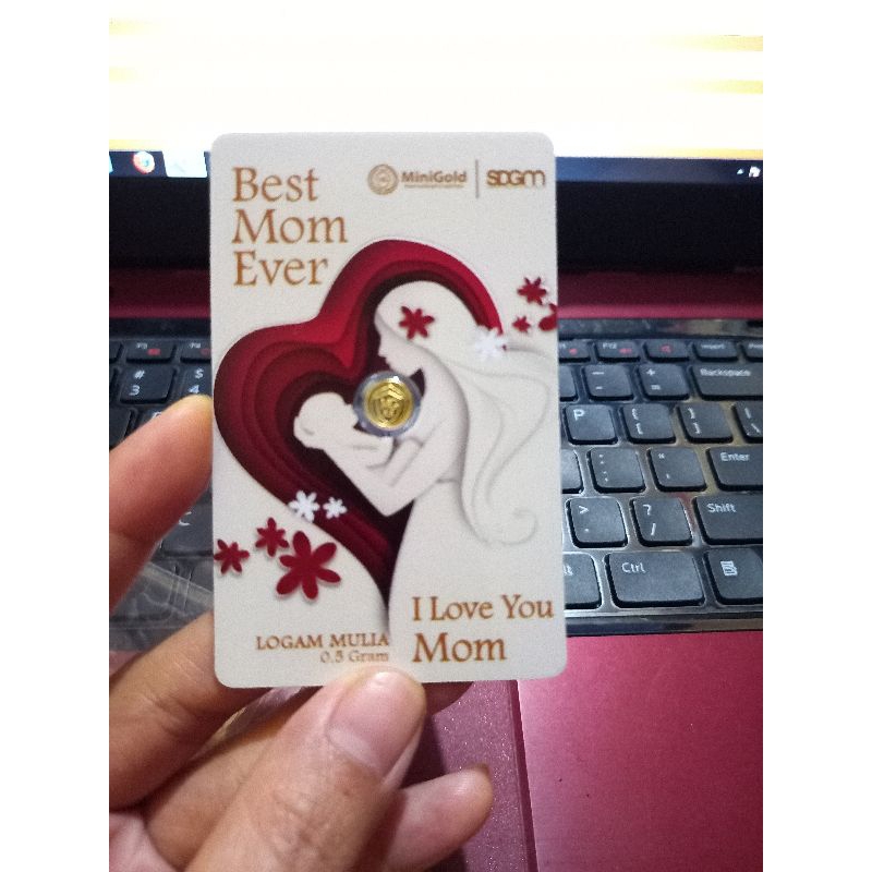 MiniGold Special Series Hari Ibu 0.005  Gram | Logam Mulia 24 karat | Emas Batangan Murni | Fine Gold 99.99% | Kado untuk ibu