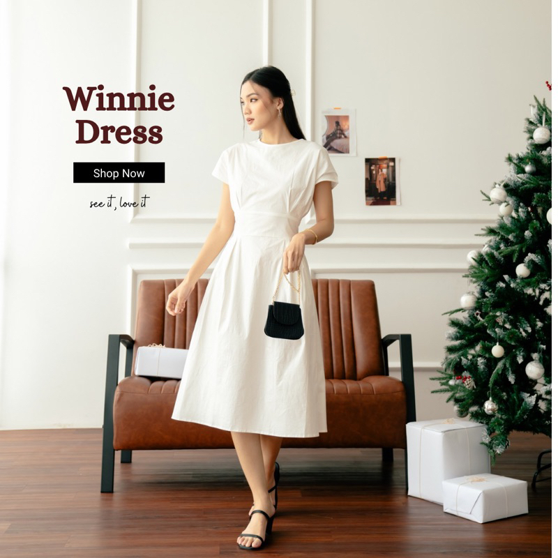 Winnie Dress Terusan Wanita Outfit Casual Bahan Katun Poplin