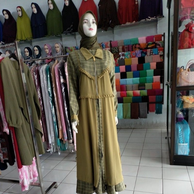 Gamis kotak + rompi ceruty