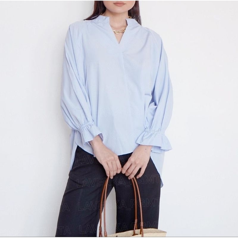 Kemeja Baby Blue/ Kemeja Oversize/ Kemeja Serut