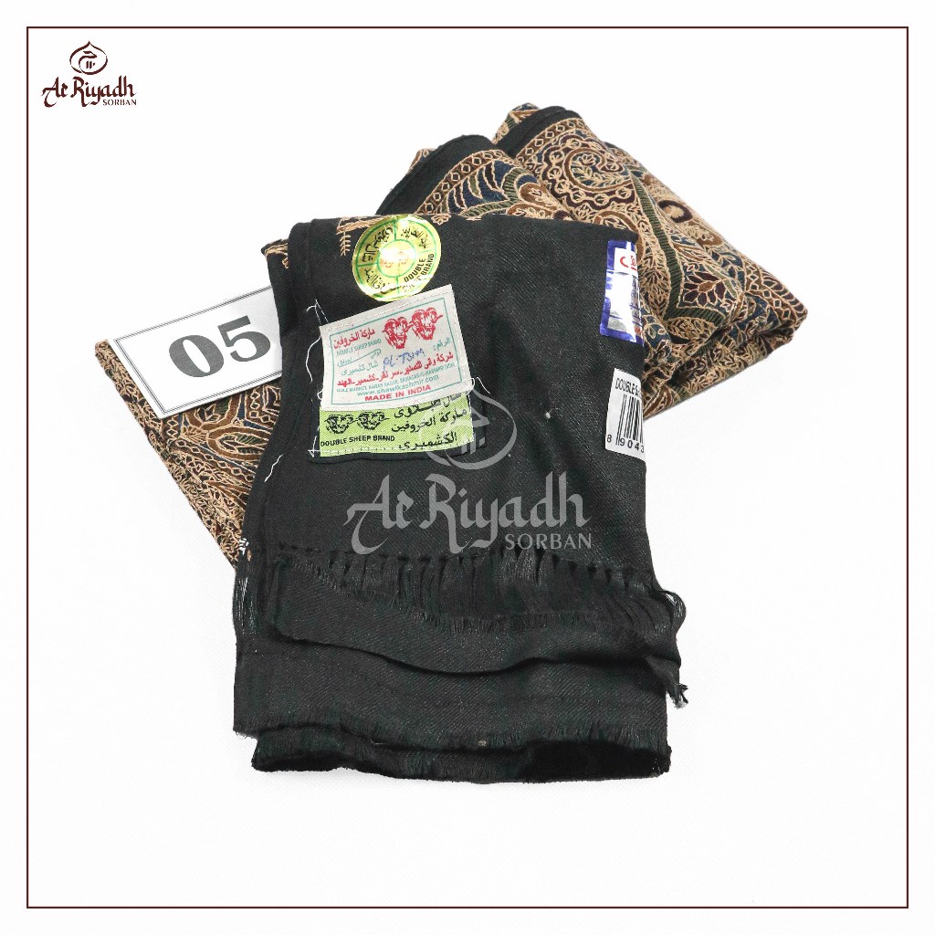 Sorban Kashmiri DOUBLE SHEEP PL731M Hitam Full Motif Sulam