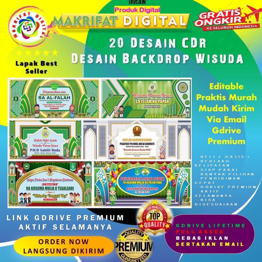 KODE S1Y 2 Desain CDR Backdrop Spanduk Banner WISUDA Kampus Sekolah SMA SMP SD TK PAUD Segagala Kegi