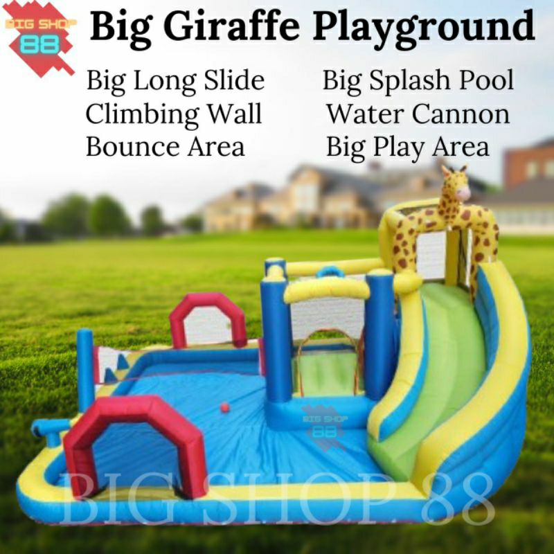 Rumah Istana Balon Inflatable Toys Perosotan Anak Giraffe Jerapah Playground Kids