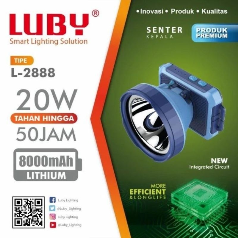 Senter Kepala Headlamp - LUBY 2888L/2888/2888K/2888KN cahaya kuning dan putih