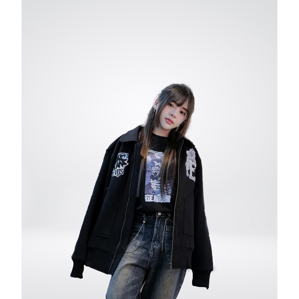 JAKET VARSITY EVOS GLORY BLACK "THE CITIES CONQUEROR" TERBARU TAHUN 2024 RRQ ONIC ALTER EGO RRQ OVER