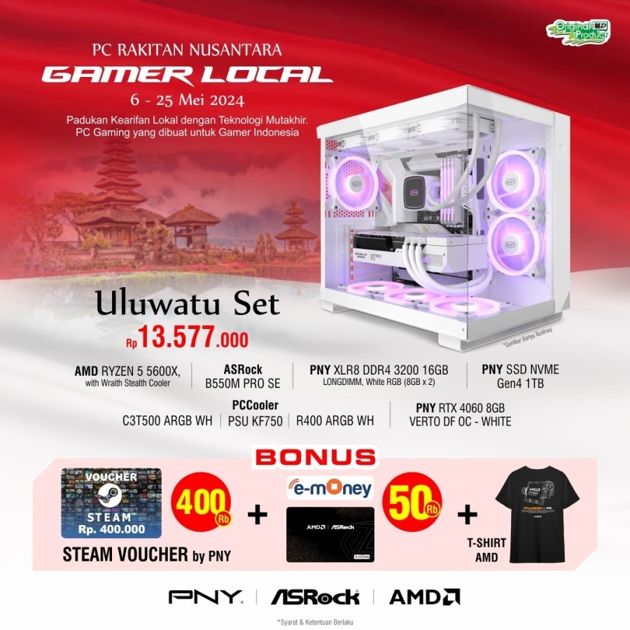Gaming PC Rakitan Nusantara ULUWATU SET - Ryzen 5 5600X/16GB/1TB/RTX 4060 8GB