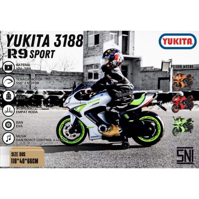 MAINAN ANAK MOTOR AKI MOTOR YUKITA 3188 R9 SPORT MOTOR ANAK ~ MAINAN ANAK