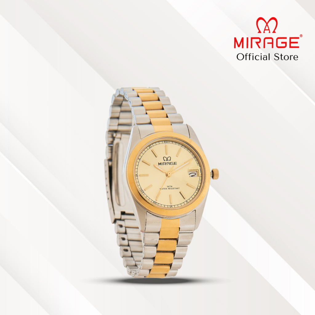 Mirage Jam Tangan Pria Analog TS 195 M Silver Gold Original Stainless