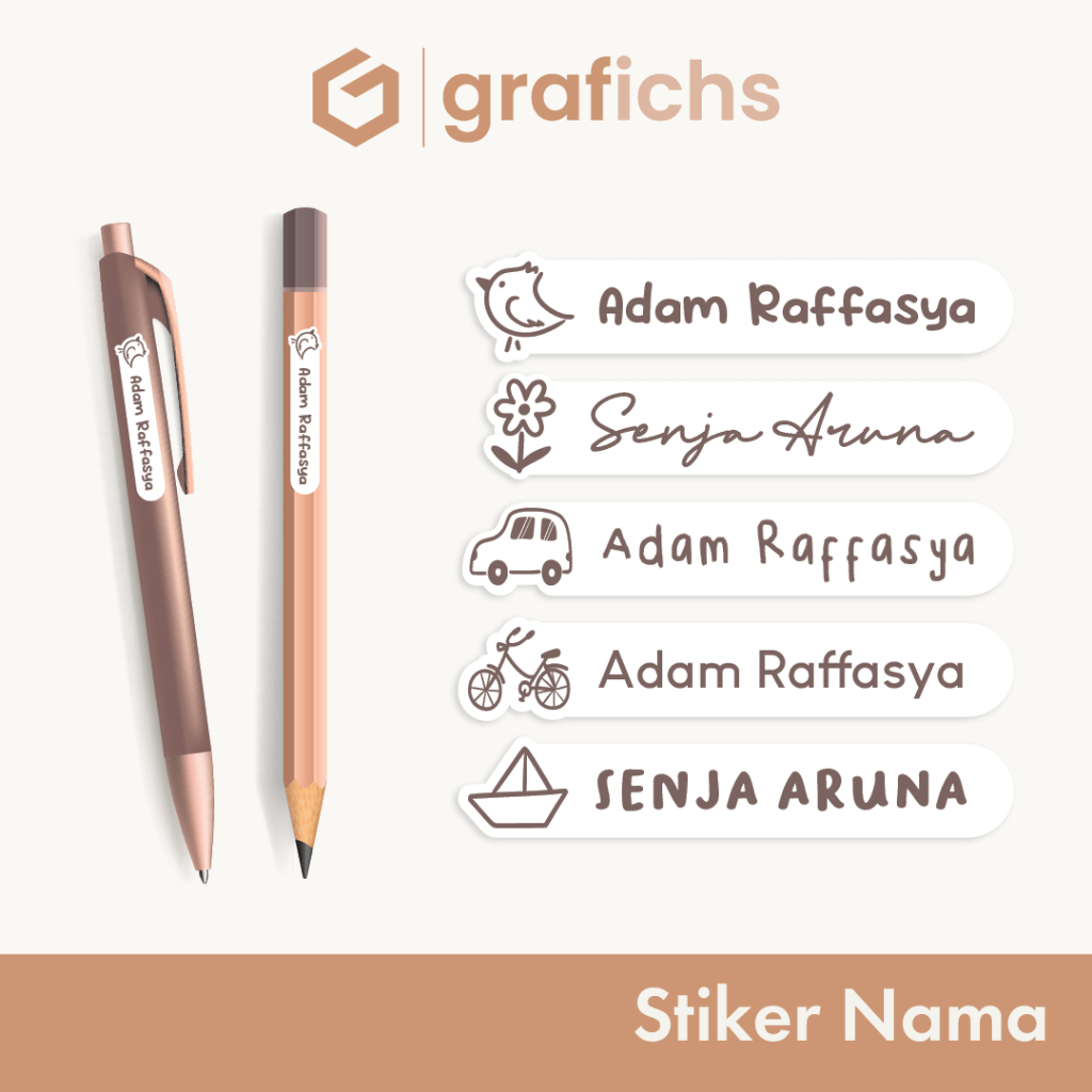 

[90 pcs] Stiker Nama Alat Tulis Sekolah GISS26-30 by Grafichs