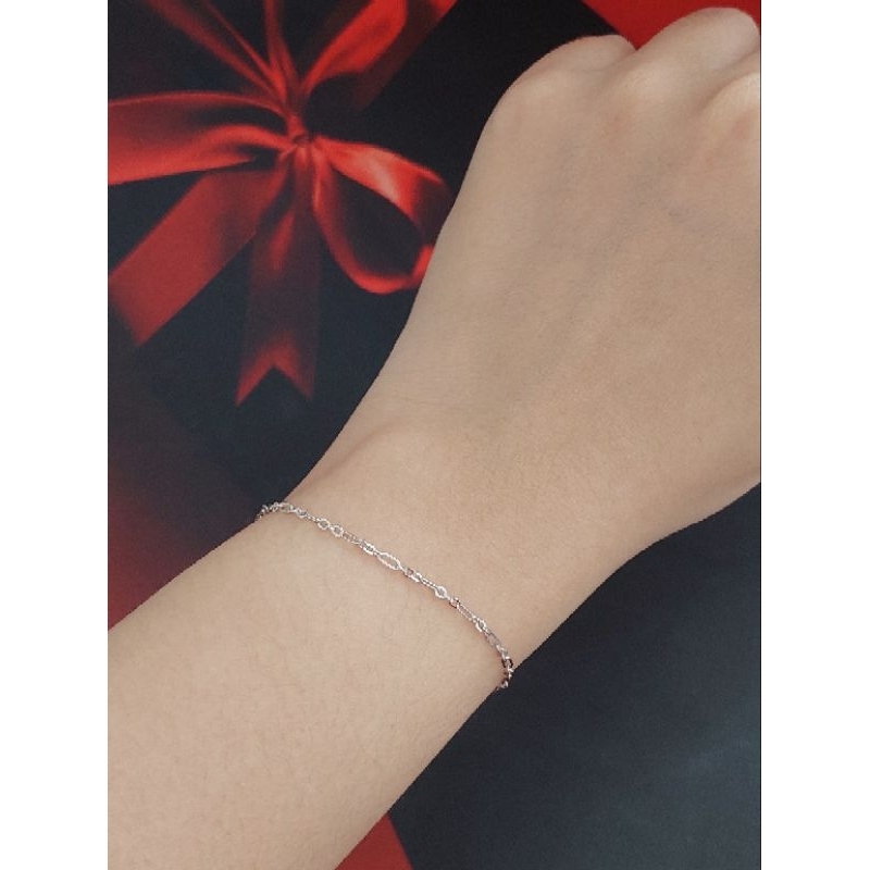 Gelang Rantai Fancy Perak Asli S925 Lapis Mas Dewasa Remaja Gelang Tangan Rantai