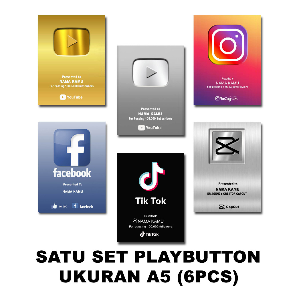 Play button youtube custom nama 1 set