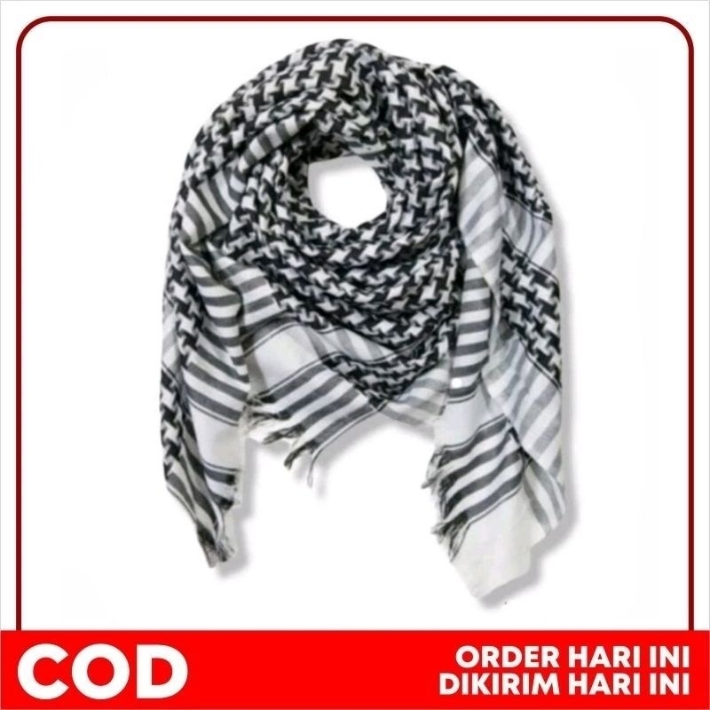 SORBAN ARAB RUMBAI HITAM PUTIH