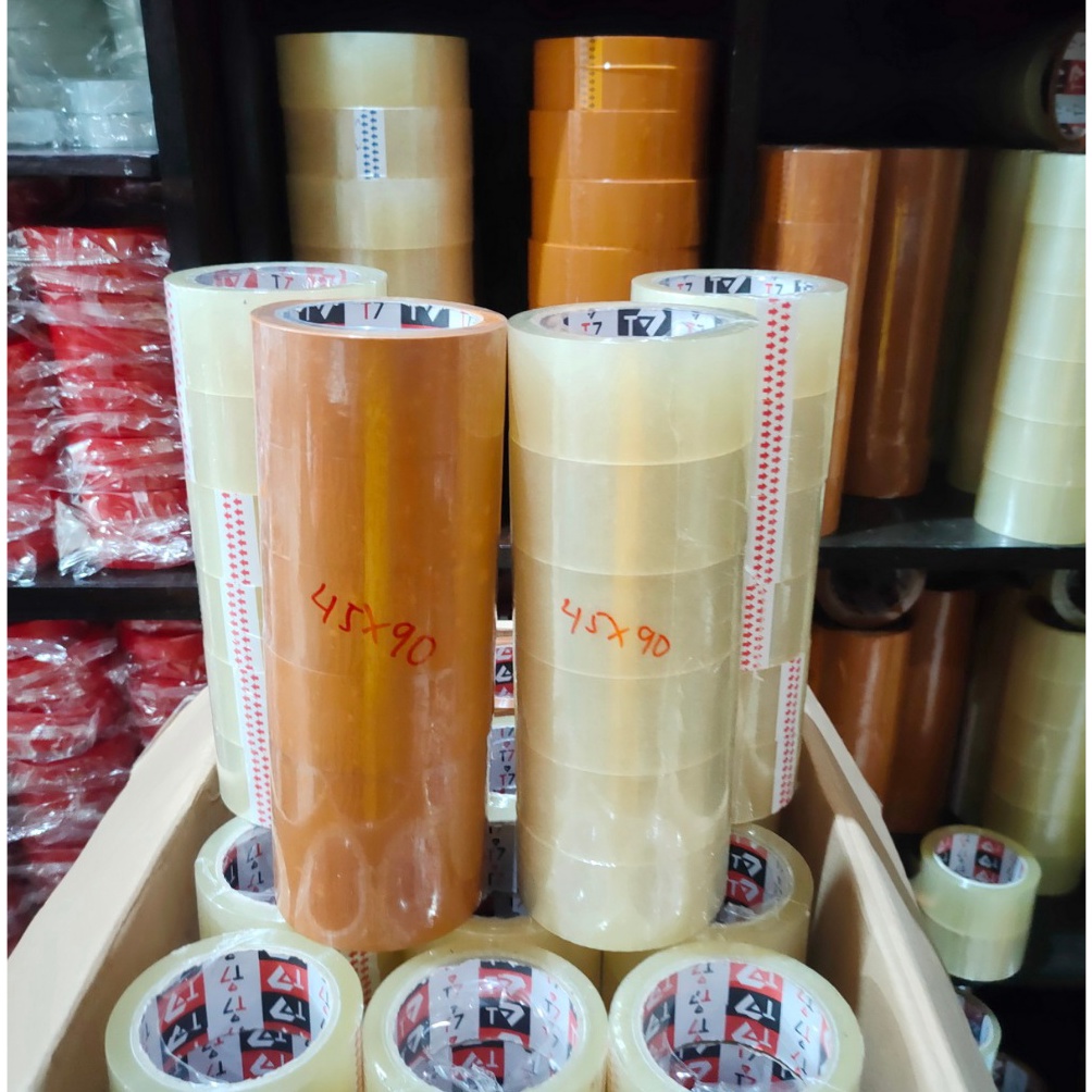 

KODE T9N4 Lakban 1 Pack Isi 6 Roll Murah Bening Coklat 45mm x 9 Yard 2 Inch Selotip Opp Tape Packing Isolasi Transparan