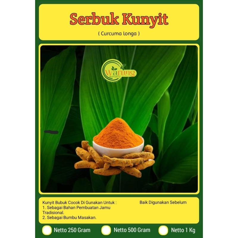 

Serbuk Kunyit 250 gram Rp 15000.