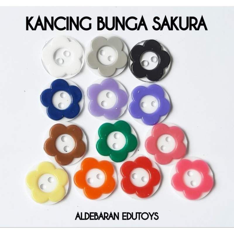 (1 LUSIN) KANCING BUNGA SAKURA 1.5CM