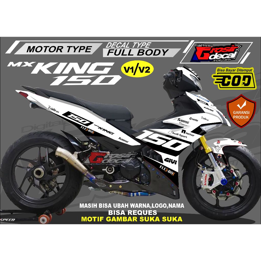 Decal MX KING 150 V1 / V2 Full Body Fullblok Free Custom Stiker MX KING 150 Full Body