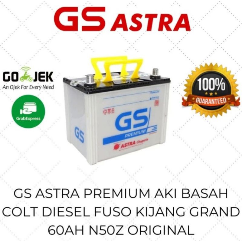 GS ASTRA PREMIUM ORIGINAL AKI BASAH MOBIL COLT DIESEL 60AH 12V N50Z