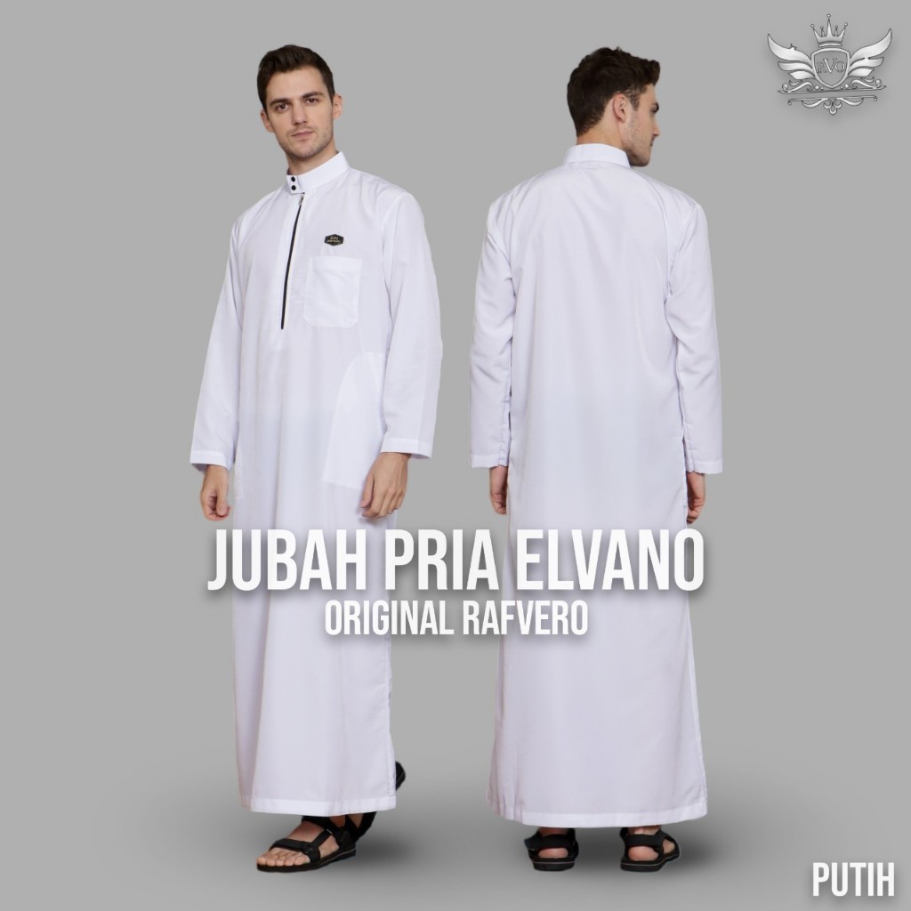 Jubah Muslim Pria Elvano ORIGINAL RAFVERO - Jubah Pria Polos - Jubah Pria Lengan Panjang ORIGINAL RA