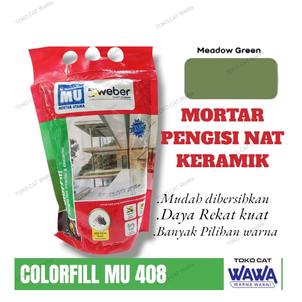 MU 408 Mortar utama Weber Colorfill Meedow green