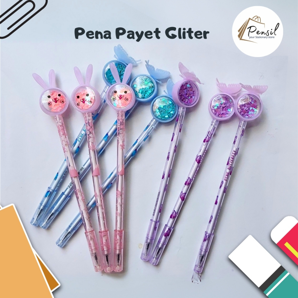 

Pulpen Gel Unik Pulpen Gel Karakter Payet Gliter Tinta Hitam