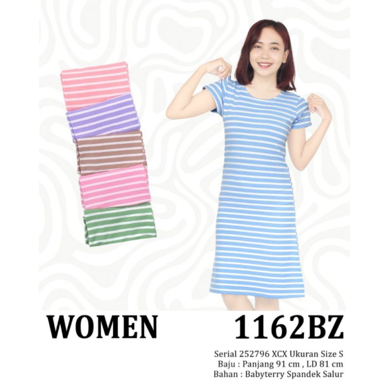 1162 LEMONE DASTER BABYTERRY SIZE S MOTIF SALUR DRESS KAOS PENDEK