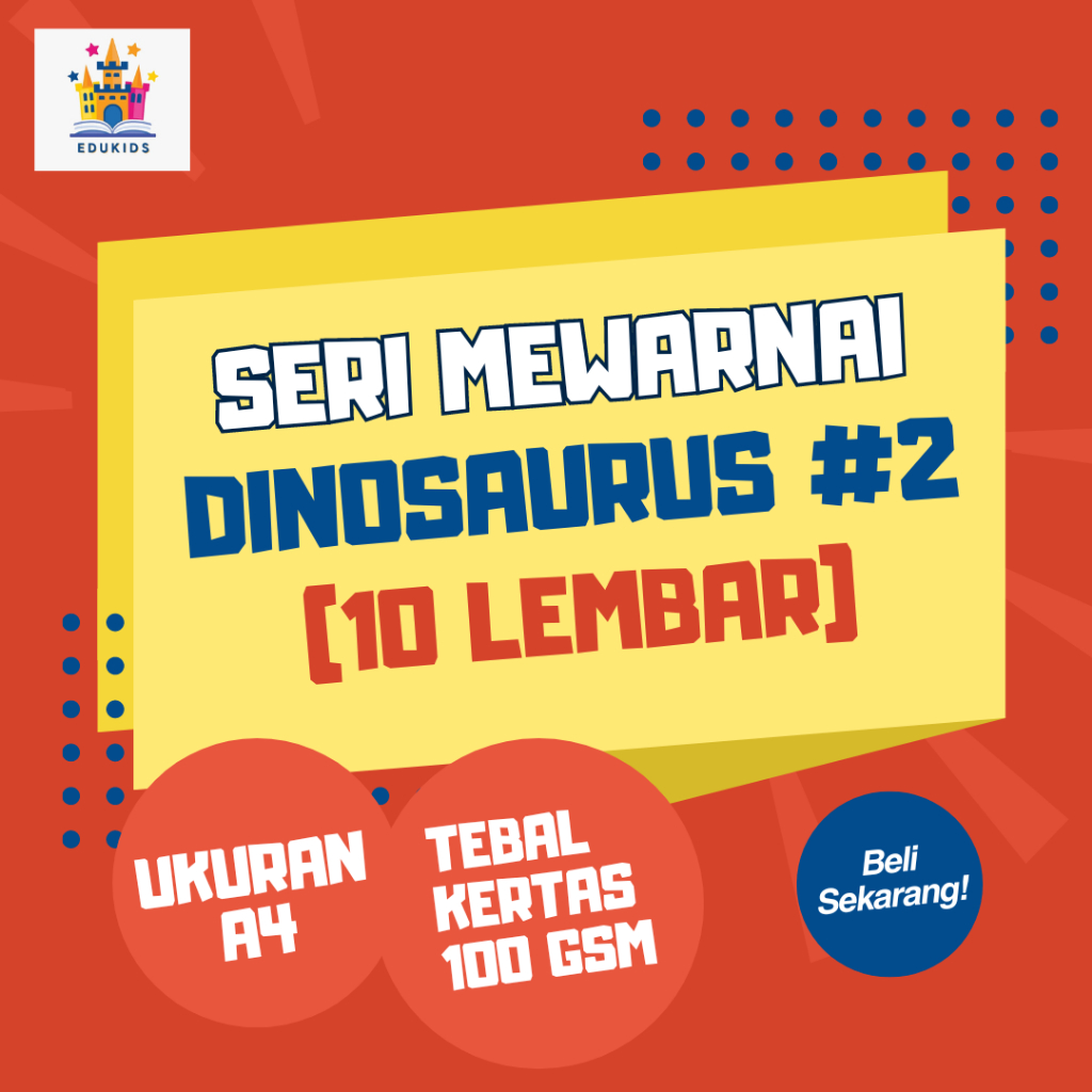 

[DINOSAURUS #2] KERTAS MEWARNAI ANAK / KERTAS GAMBAR MEWARNAI UNTUK ANAK PAUD TK SD - A4 TEBAL 100 gsm