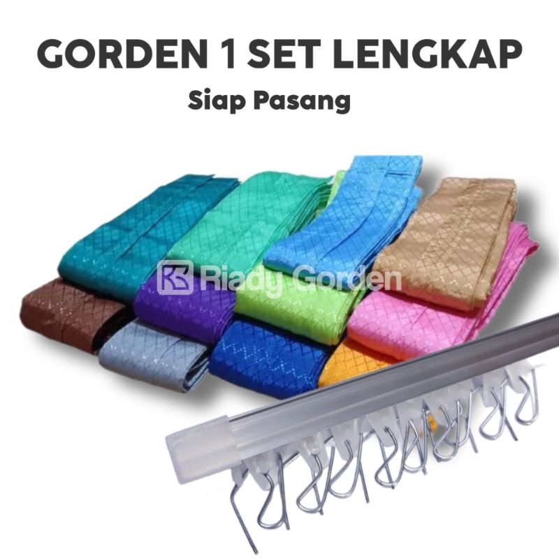 Gorden 1 Set Lengkap Siap Pasang / Gorden Sido Polos / Gorden Jendela Pintu 1 Paket dengan Besinya