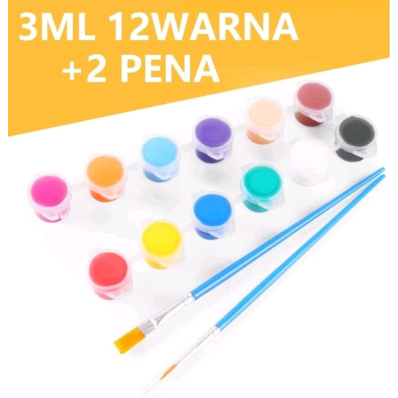 

1 set cat aklirik mini ukuran 3ml 6 warna,12 warna free kuas
